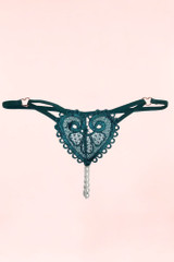 Teal Blue Pearl Crocthless Thong.