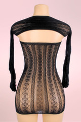 Plus size bodystockings  Carmen in fishnet heart pattern tube dress with a matching separate cropped long sleeve bolero