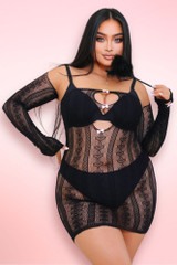 Carmen Black Plus Size Bodystocking Dress