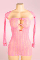 Carmen Pink Tube Plus size Bodystockings Dress with Bolero