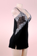 plus size black lingerie sleepwear modal night dress actual product picture on a mannequin quarter side view 