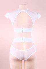 Athena White Sheer Top & High Waist Garter Panty Set