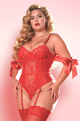 Selene Red plus Size Bodysuit Teddy.