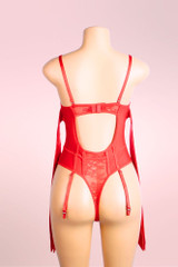 Selene Red Lace Bodysuit Garter Teddy Lingerie in lace   actual product picture on a mannequin backview 