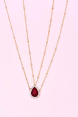 Ruby Red Rhinestone double layer gold belly chain