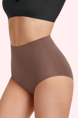 Seamless High Waist Panty  worn by a model quarter side view 