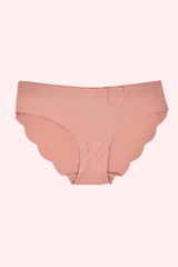Old Rose Seamless panty Scallop Raw cut Edge  actual product picture on a laid flat front view 