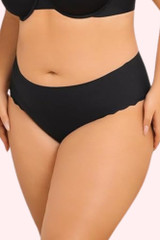 Plus Size Black Seamless Panty  worn by a model front view 