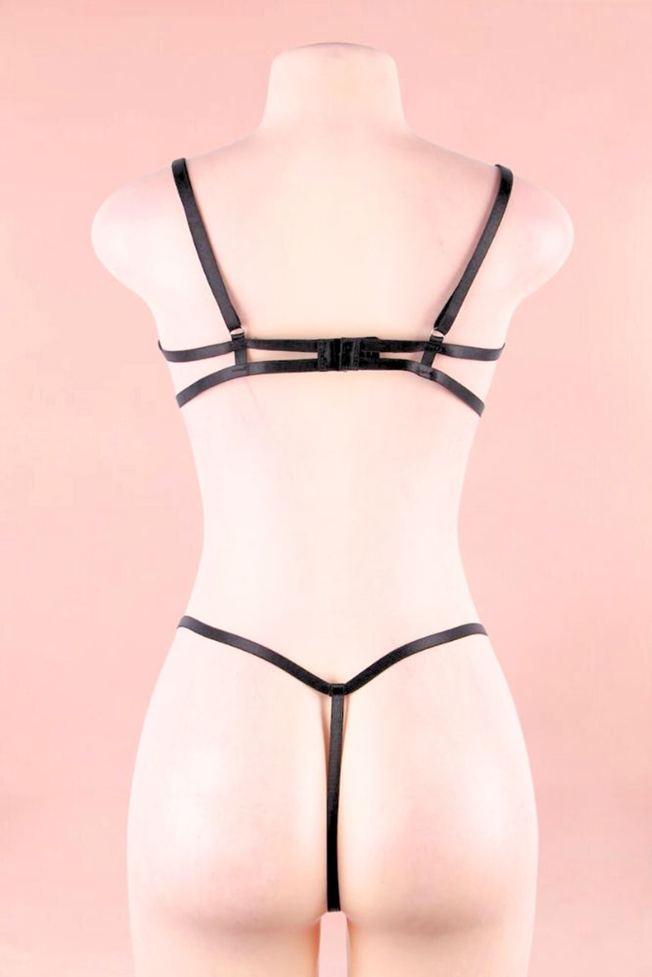 Nora Black Cupless Plus Size Lingerie Bra Set