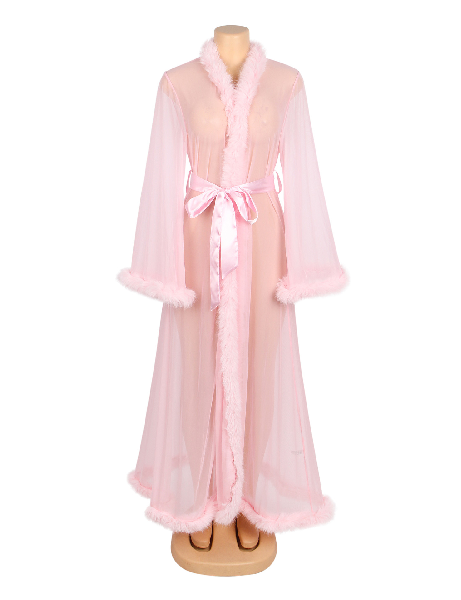 Ginger Pink Retro Faux Mink Long Robe