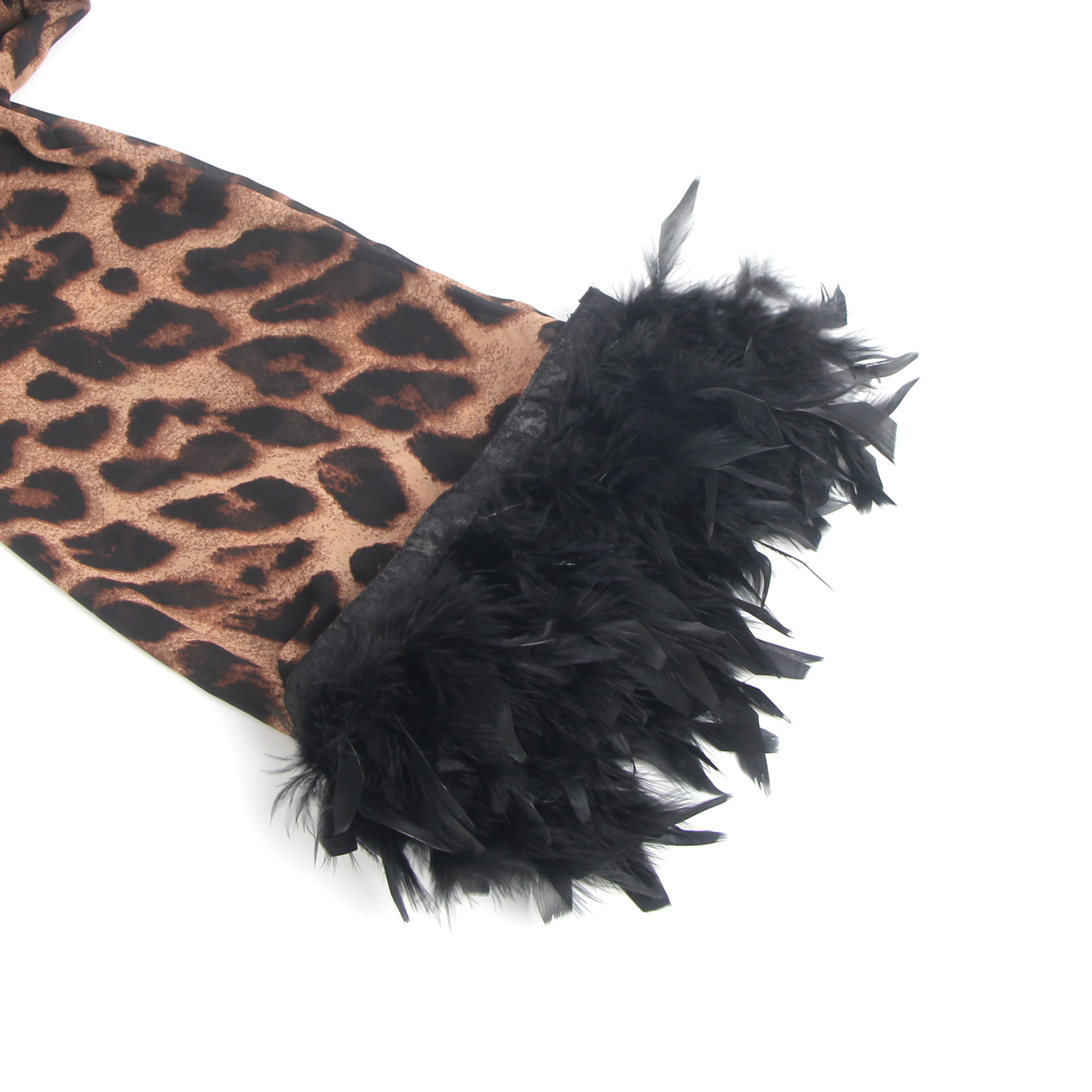 Zinnia Leopard Print Feather Long Robe