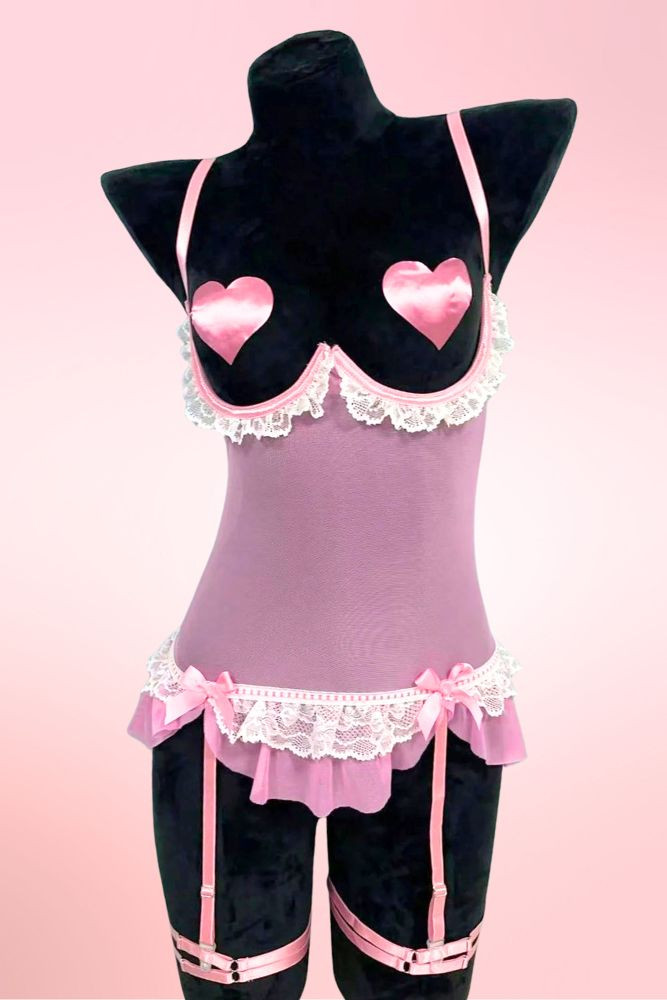 Linnie Cupless Pink Garter Nightwear