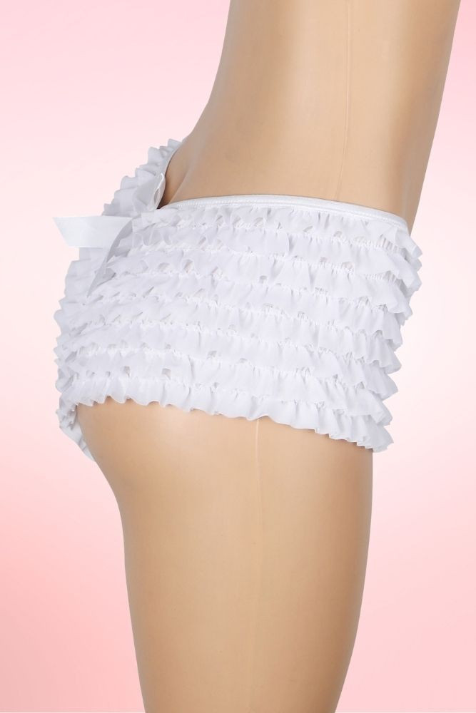 White Retro Rumba Ruffle Plus Size Boyshort Panty