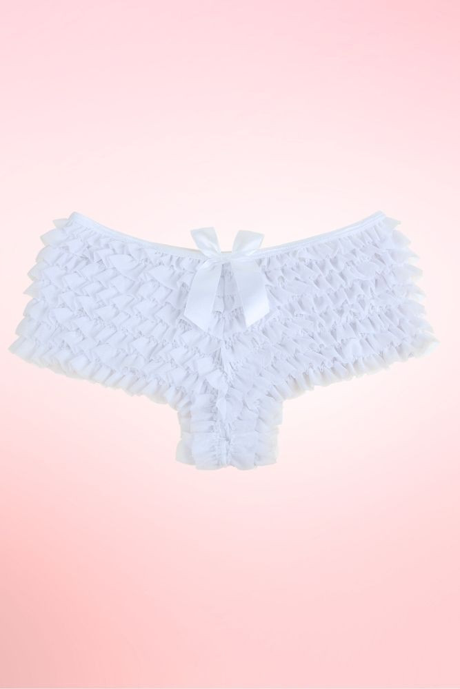 White Retro Rumba Ruffle Boyshort Panty
