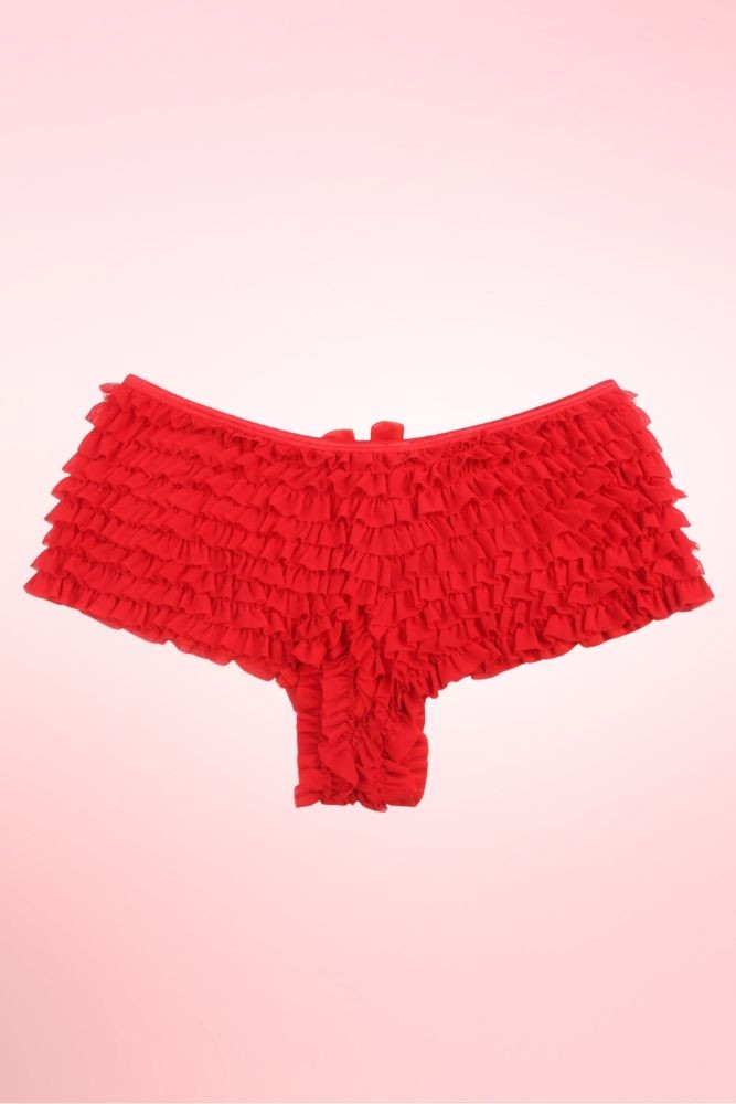Red Retro Rumba Ruffle Boyshort Panty
