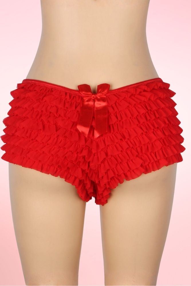 Red Retro Rumba Ruffle Boyshort Panty