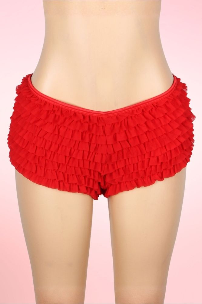 Red Retro Rumba Ruffle Boyshort Panty