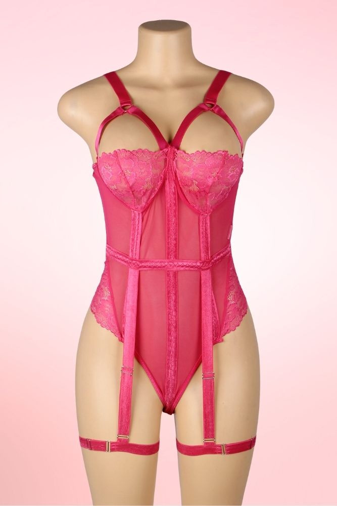 Willow Pink Garter Teddy Lingerie