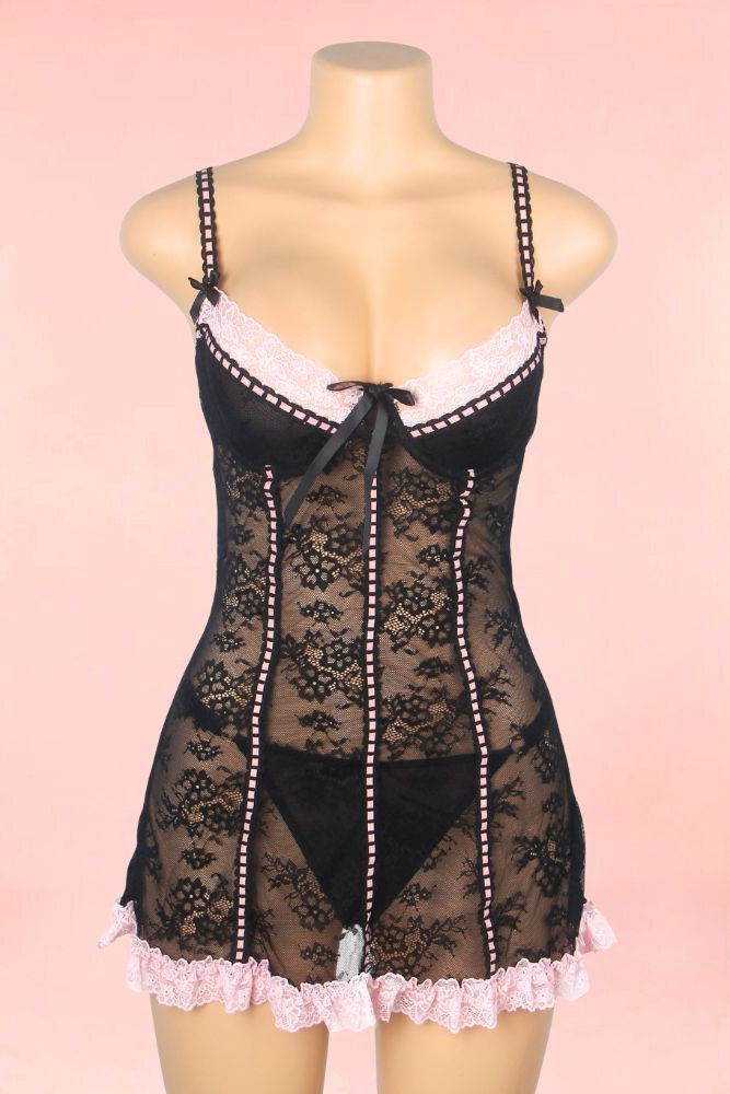 Jolene Black Lace Babydoll Nightdress