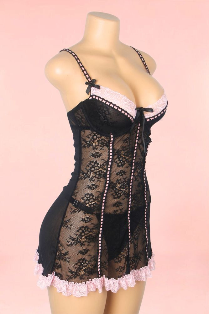Jolene Black Lace Babydoll Nightdress