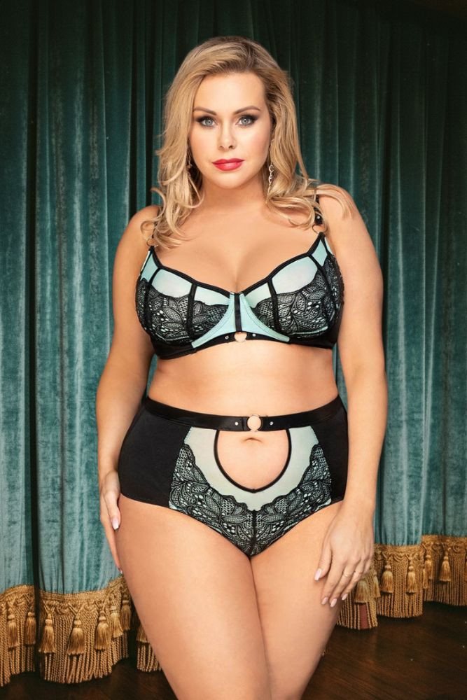 Trixie blue plus size lingerie set.