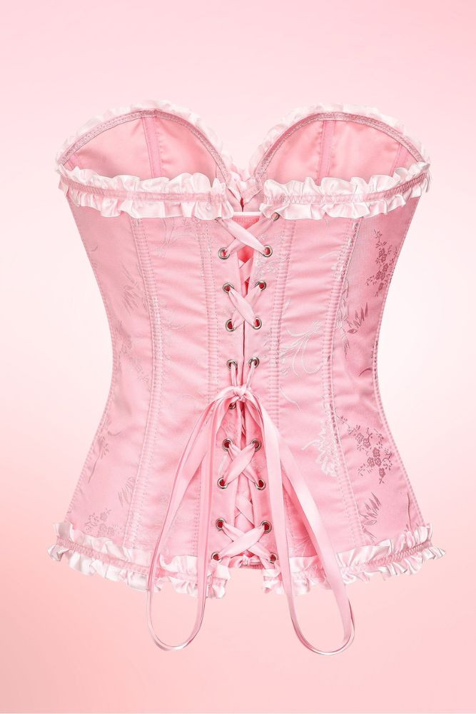 Pastel Pink Floral Brocade Corset Top