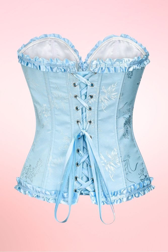 Pastel Blue Floral Brocade Corset Top