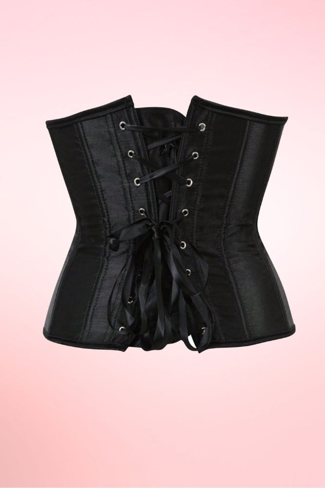 Black Satin Underbust Waist Corset