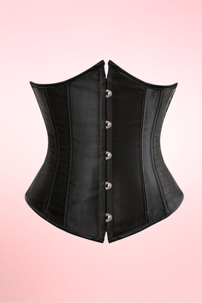 Black Satin Underbust Waist Corset