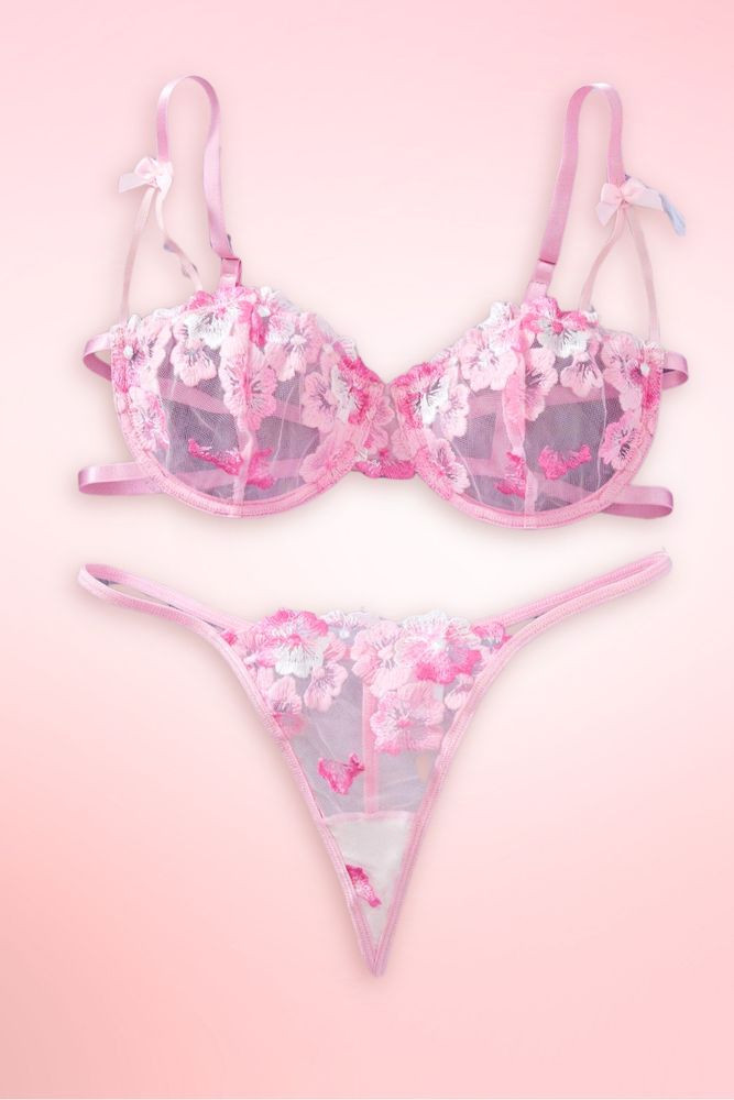 Gracie Pink Floral Lingerie Set