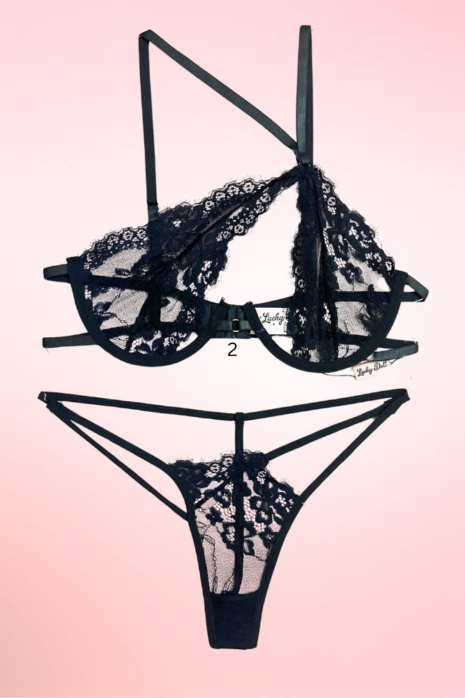 black lace lingerie set.