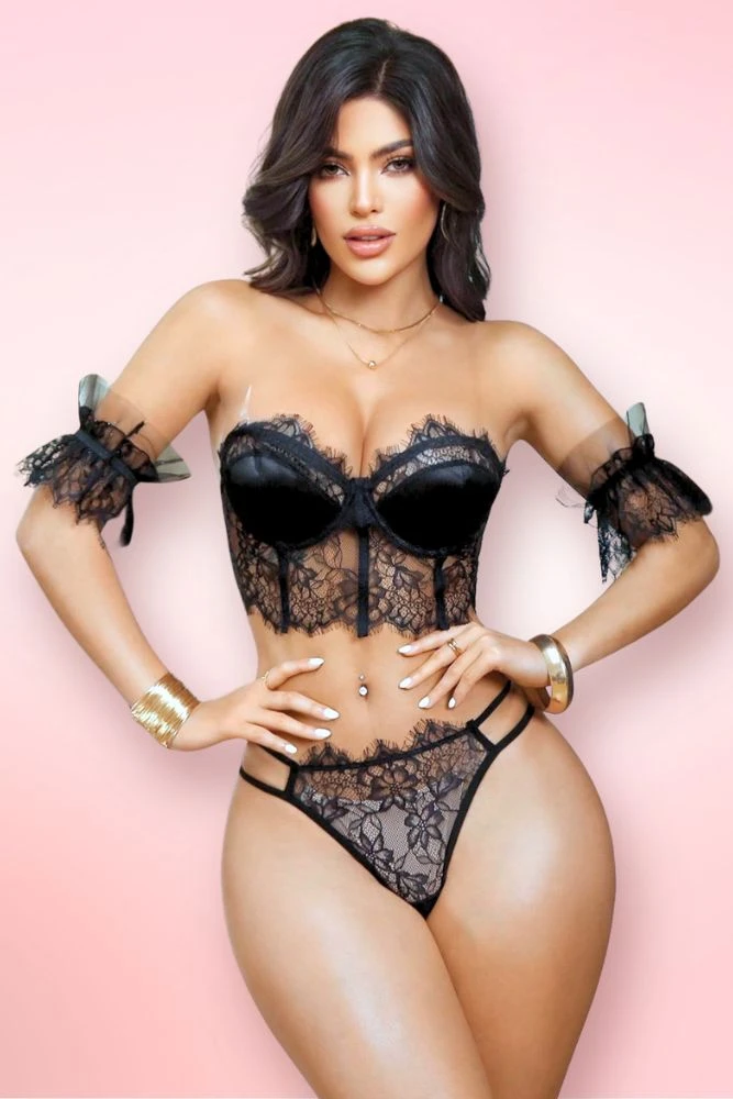 Black Bustier lingerie Set.