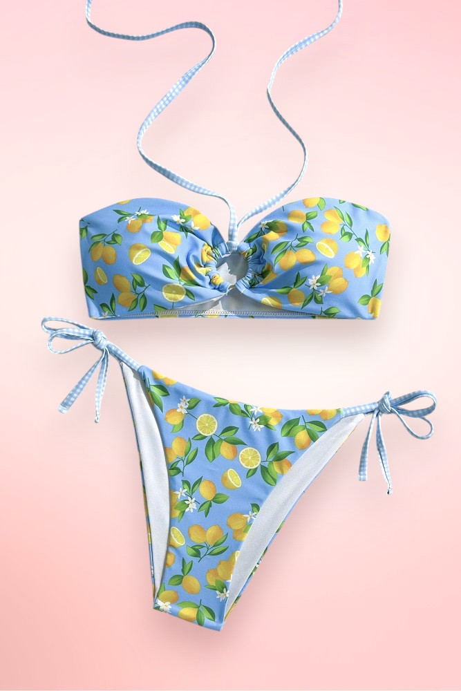 Marbella Blue and Yellow Lemon Two Piece Swimsuit