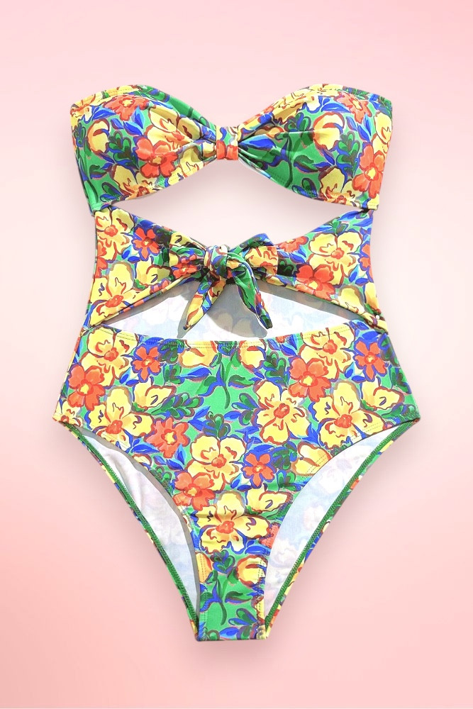 Seychelles Floral Bandeau Monokini One Piece Swimsuit