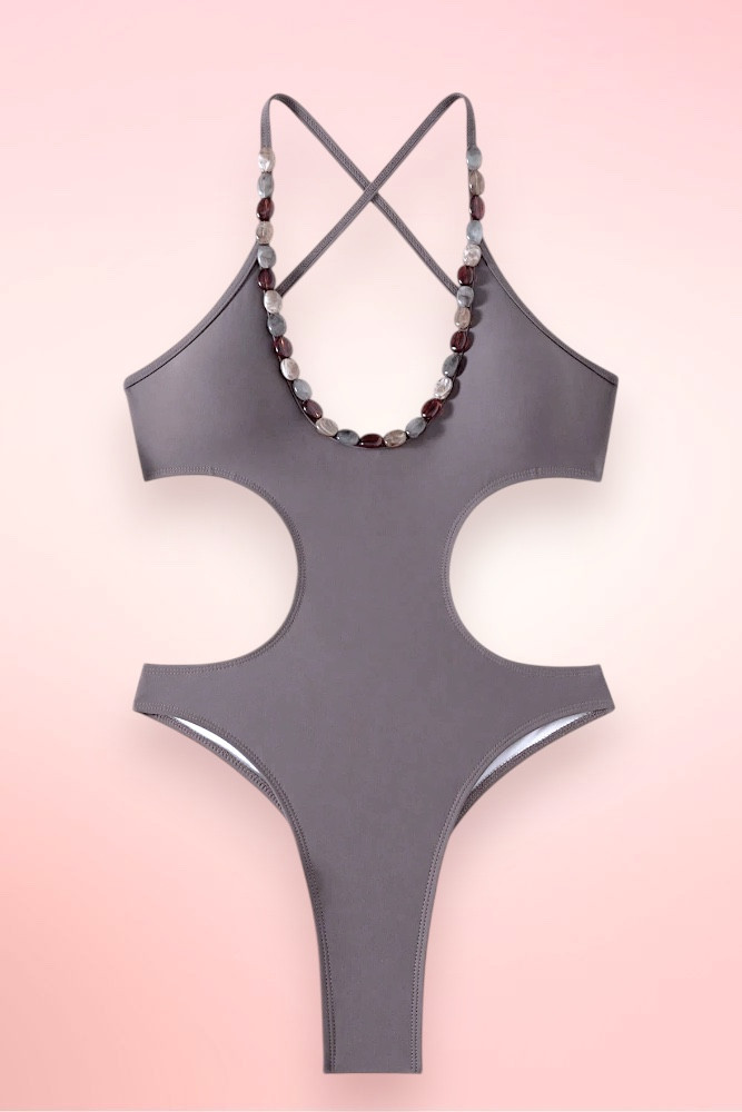 Siargao Brown Halter One Piece Swimsuit