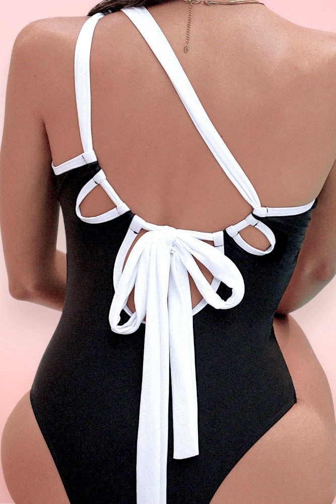 Oropesa Black White One Piece Swimsuit