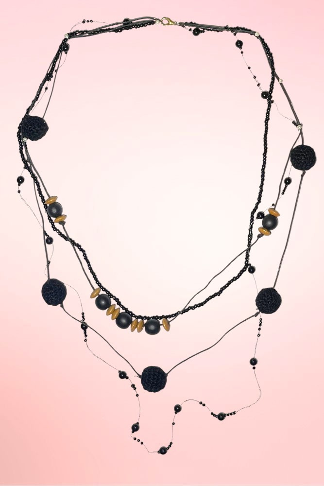Black Cattleya Crochet Necklace