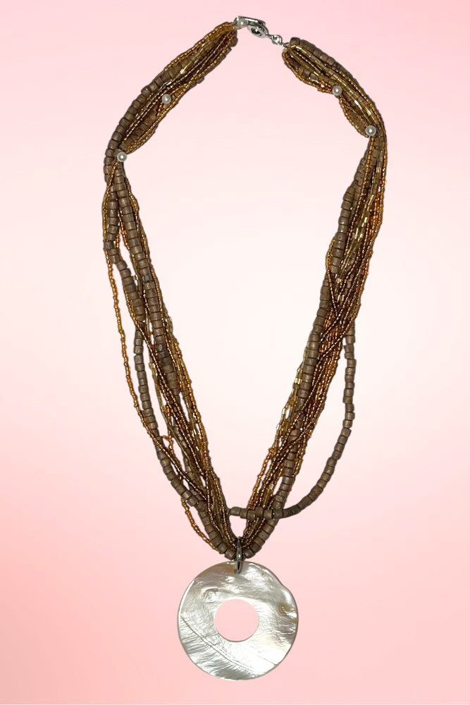 Solstice Mother of Pearl Multi Layer Beaded Necklace