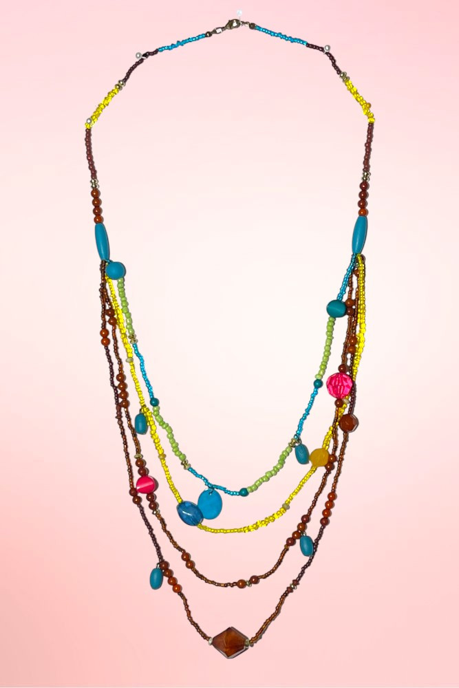 Jewel beaded multi layer necklace.