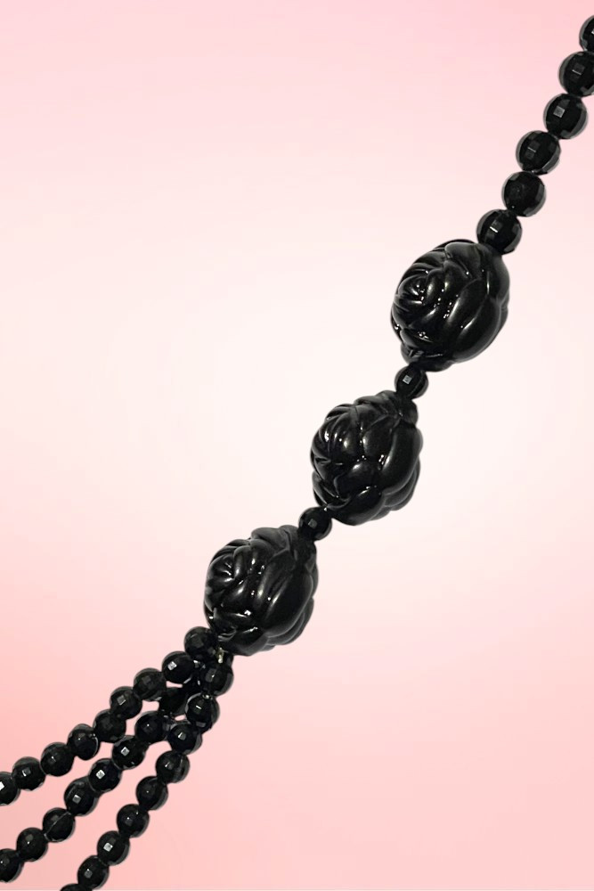 Midnight Rose Black Multi-Strand Vintage Necklace
