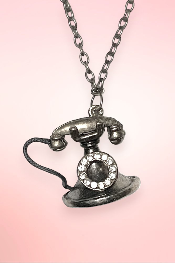 Retro Telephone Pendant Chain Vintage Necklace