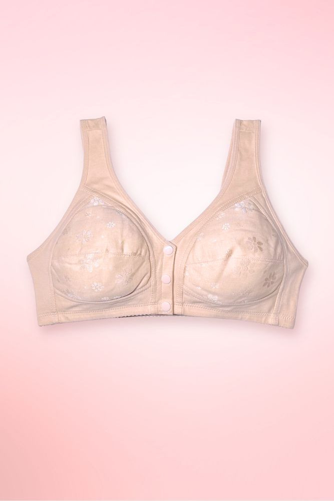 Floral Maternity Bra Snap Button Front Closure Brassiere