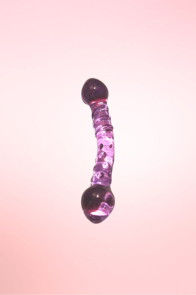 Purple Double End Glass Dildo Wand