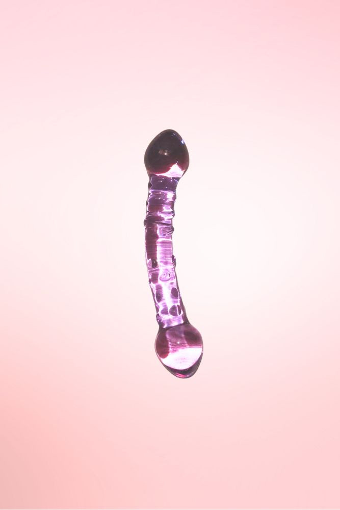 Purple Double End Glass Dildo Wand