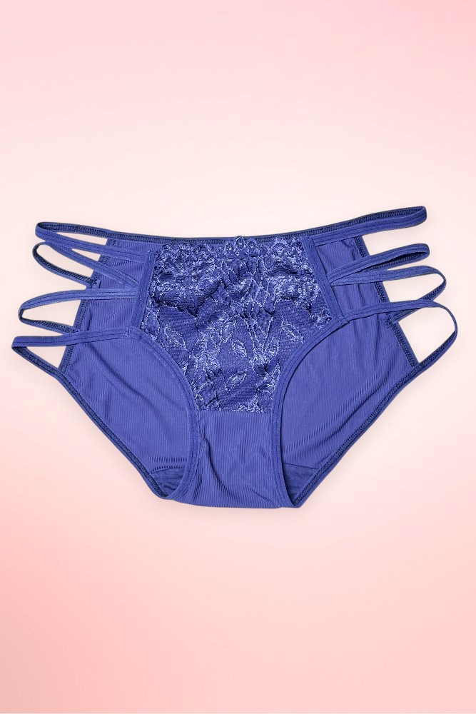 navy blue strappy lace hipster panty.