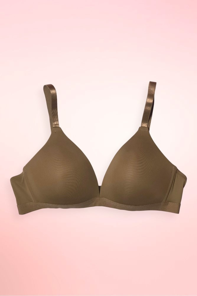 Mocha seamless wireless triangle cup T-shirt bra.