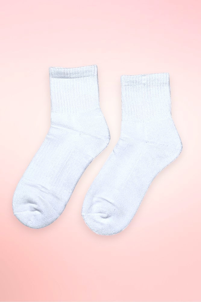 white crew socks.
