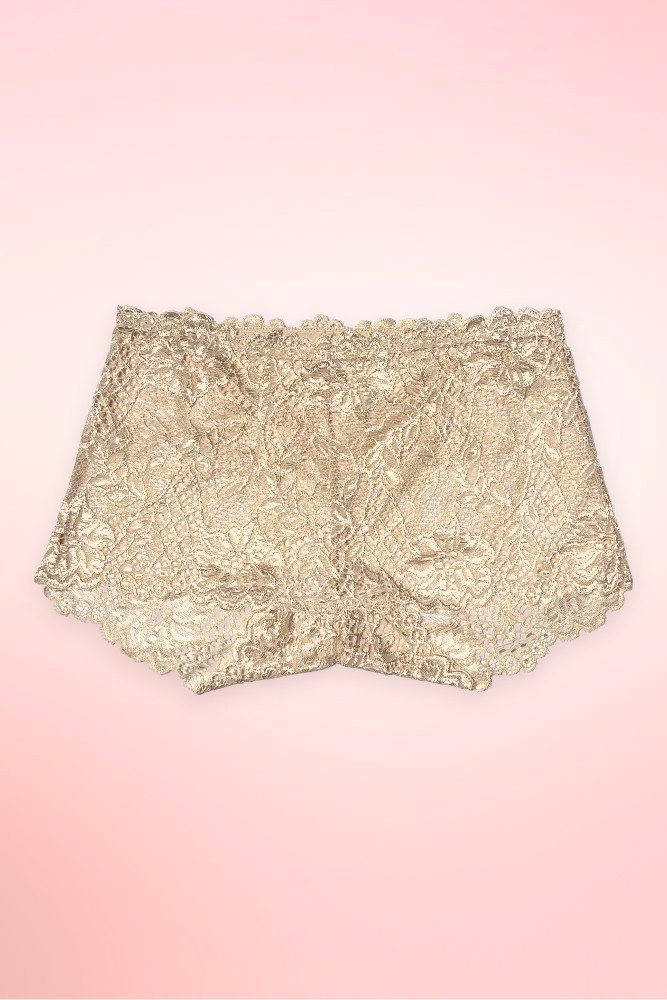 beige lace boyleg panty.
