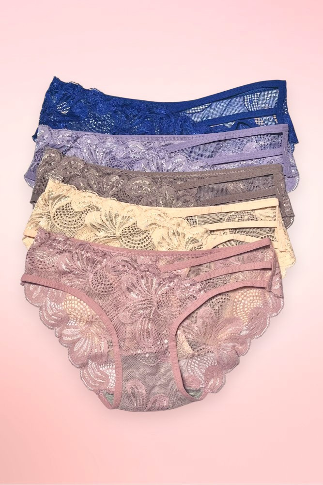 Double Side Strap Floral Lace Bikini Panty Underwear