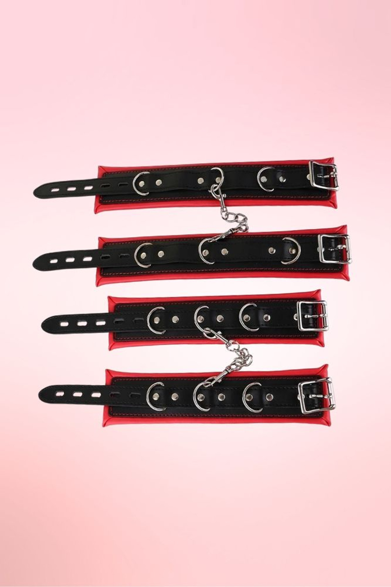 Stainless Leg Spreader Bar with Handcuffs and Ankle Cuffs